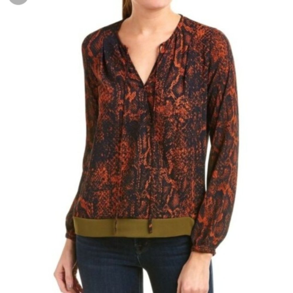 Cabi Orange & Blue Python Patterned Blouse - image 1
